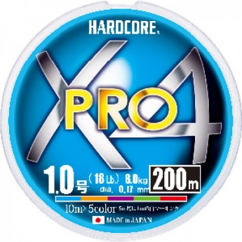 Плетеный шнур YO-ZURI DUEL PE HARDCORE X4 PRO 300m #0.8 5COLOR Плетеный шнур YO-ZURI DUEL PE HARDCORE X4 PRO 300m #0.8 5COLOR